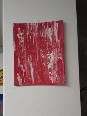 Vibrant Red and White Abstract Canvas Painting - Home Art